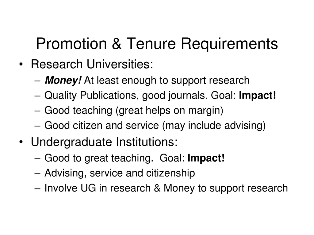 promotion tenure requirements research