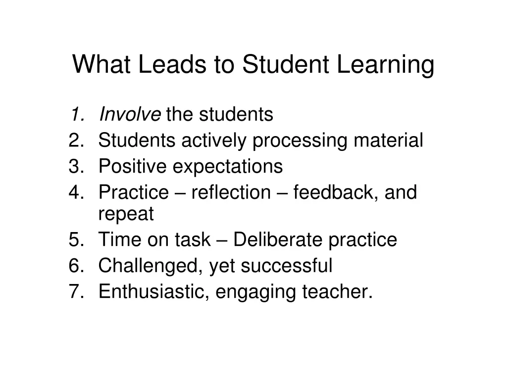 what leads to student learning