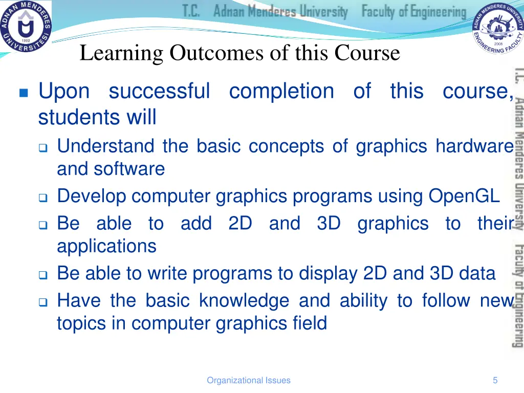 learning outcomes of this course