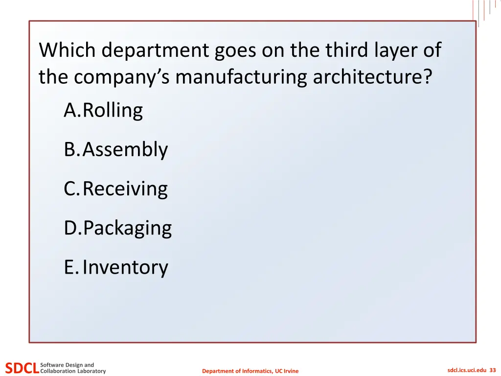 which department goes on the third layer