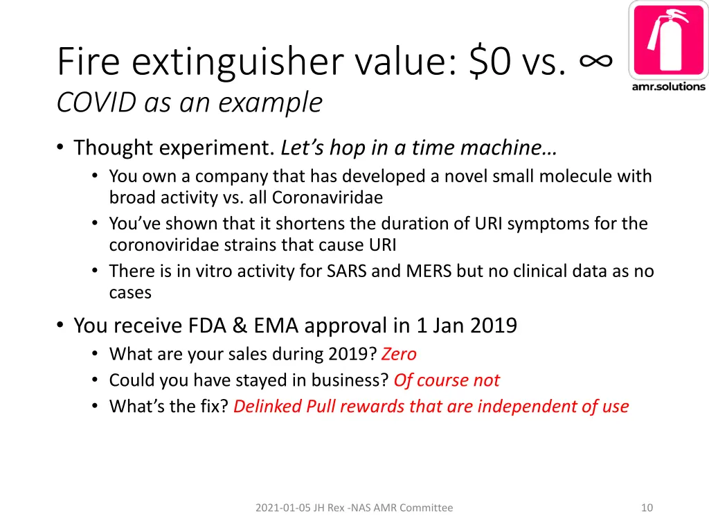 fire extinguisher value 0 vs covid as an example 1
