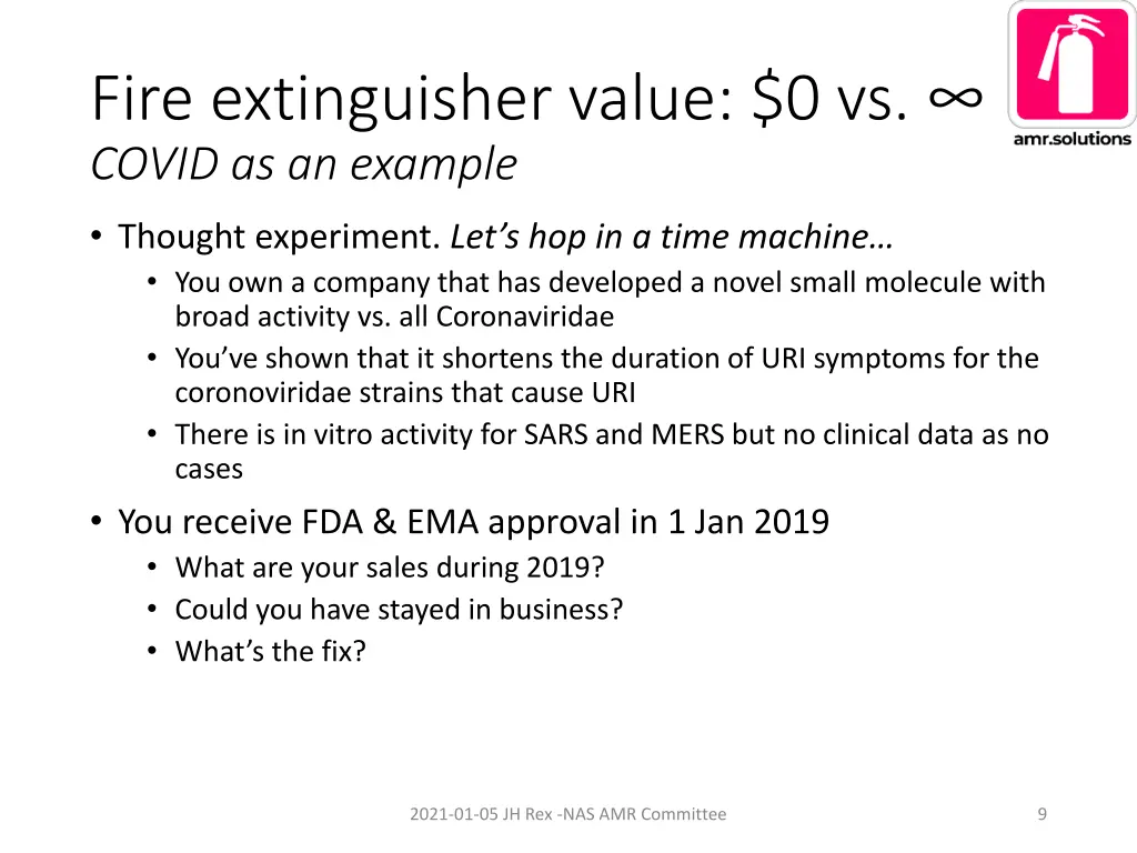 fire extinguisher value 0 vs covid as an example
