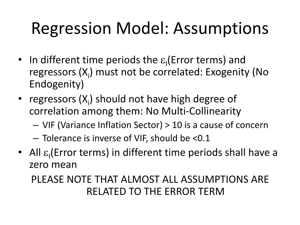 regression model assumptions 1