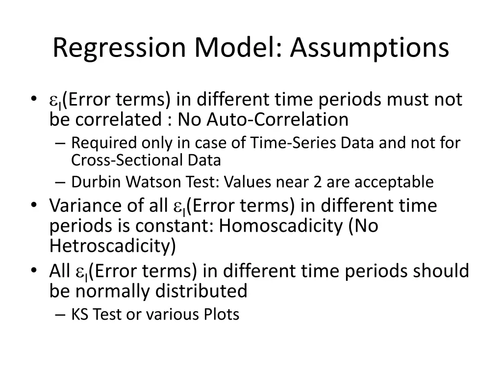 regression model assumptions