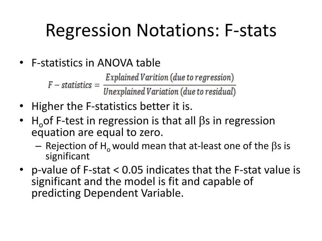 regression notations f stats