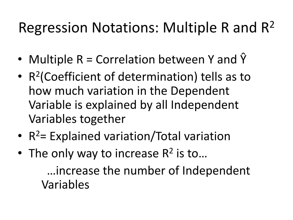 regression notations multiple r and r 2
