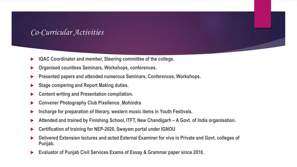 co curricular activities