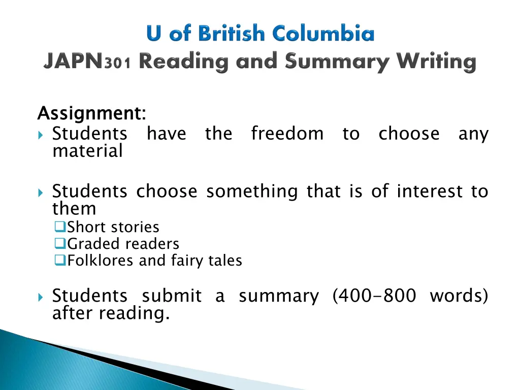 assignment students have the freedom to choose