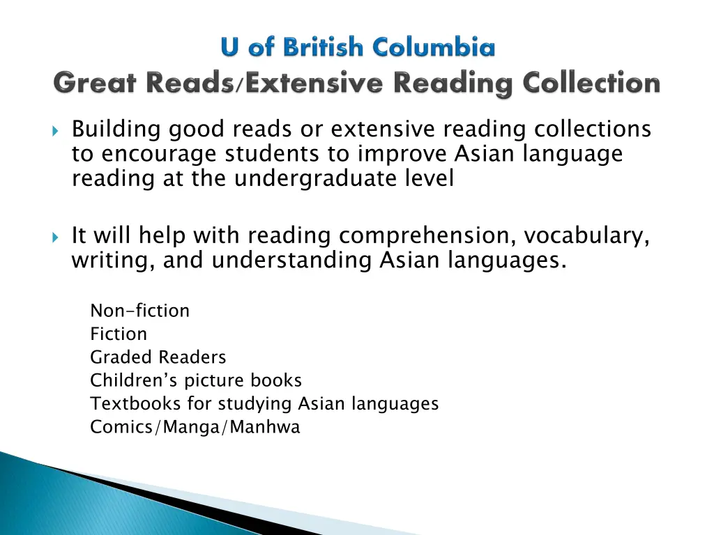building good reads or extensive reading