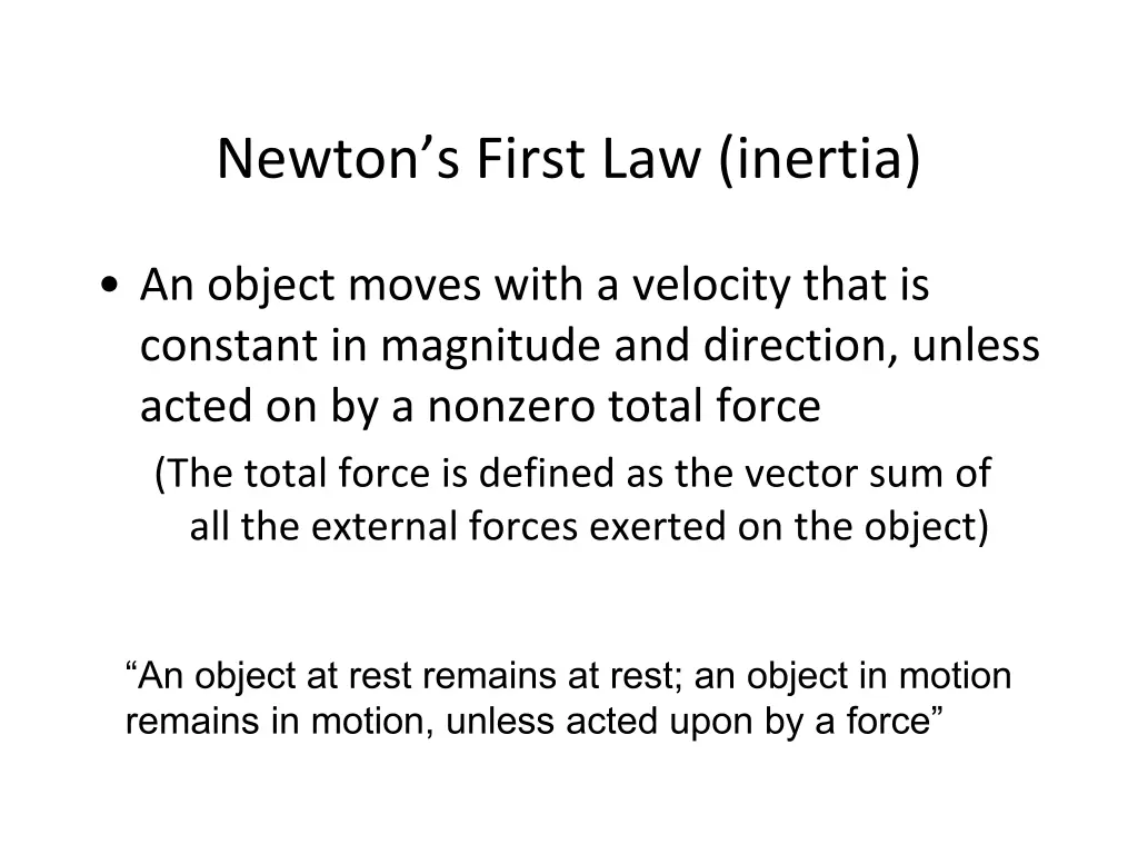 newton s first law inertia