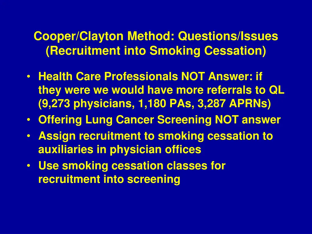 cooper clayton method questions issues 1