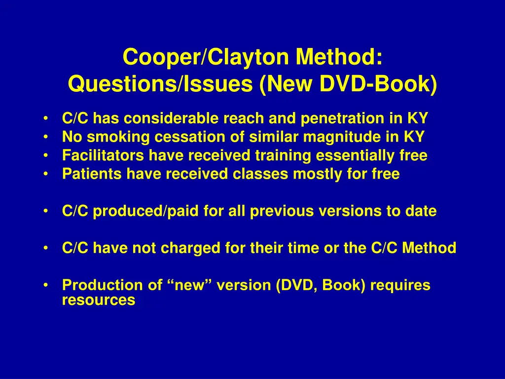 cooper clayton method questions issues 2