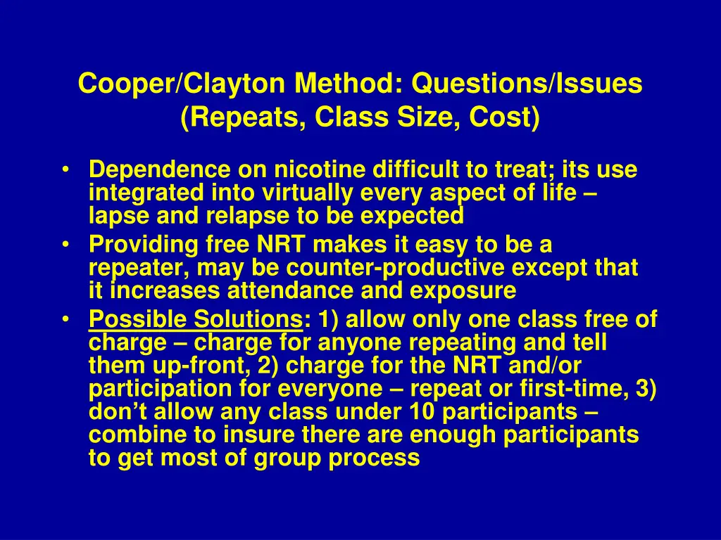 cooper clayton method questions issues repeats