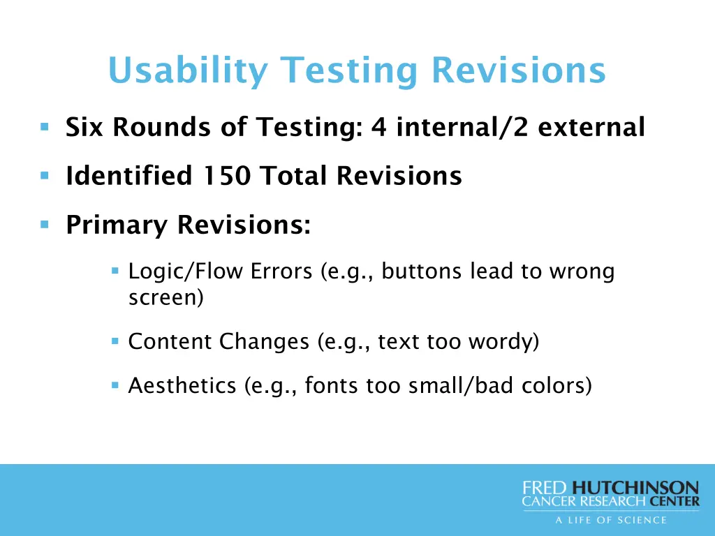 usability testing revisions