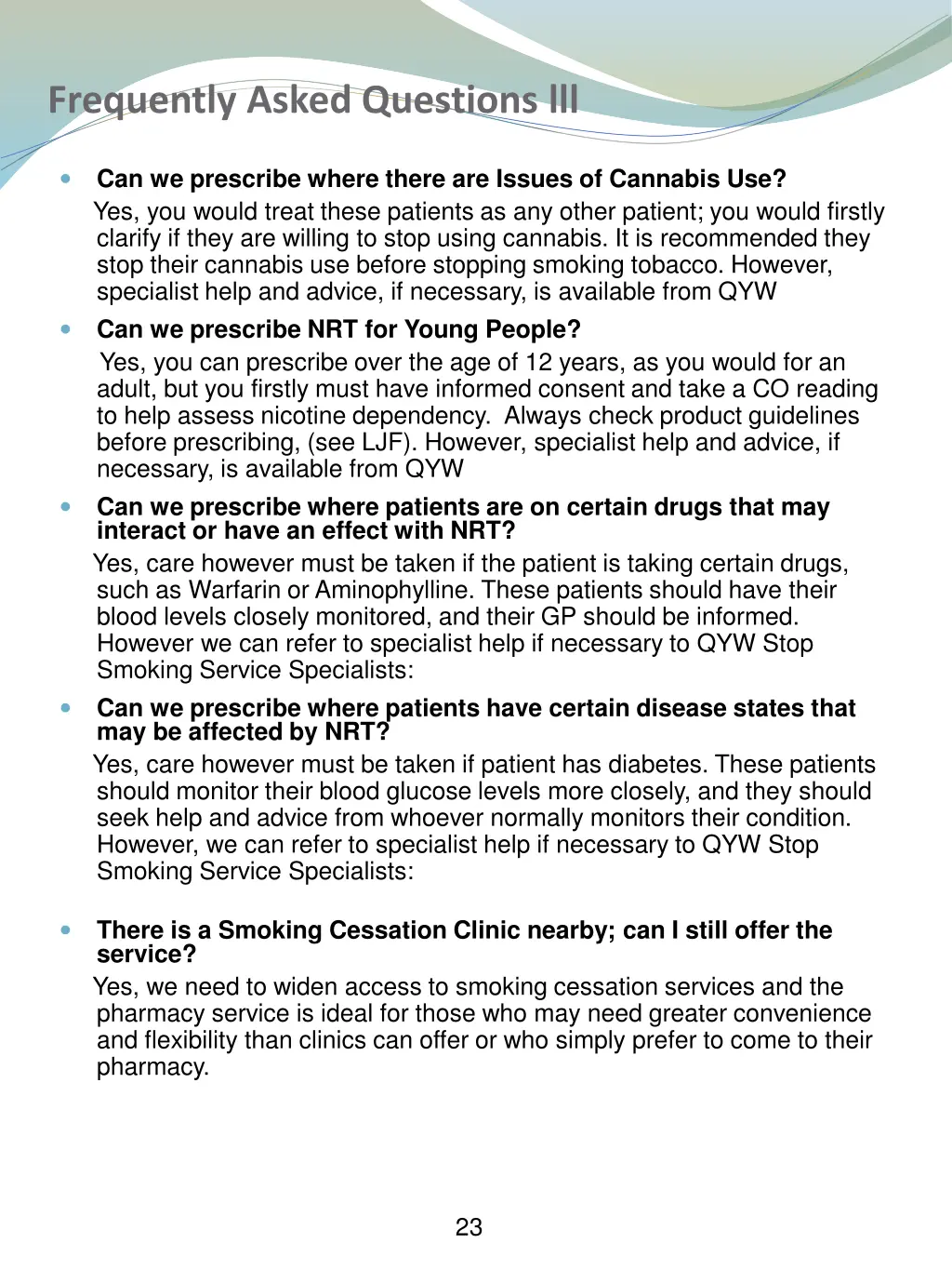 frequently asked questions lll