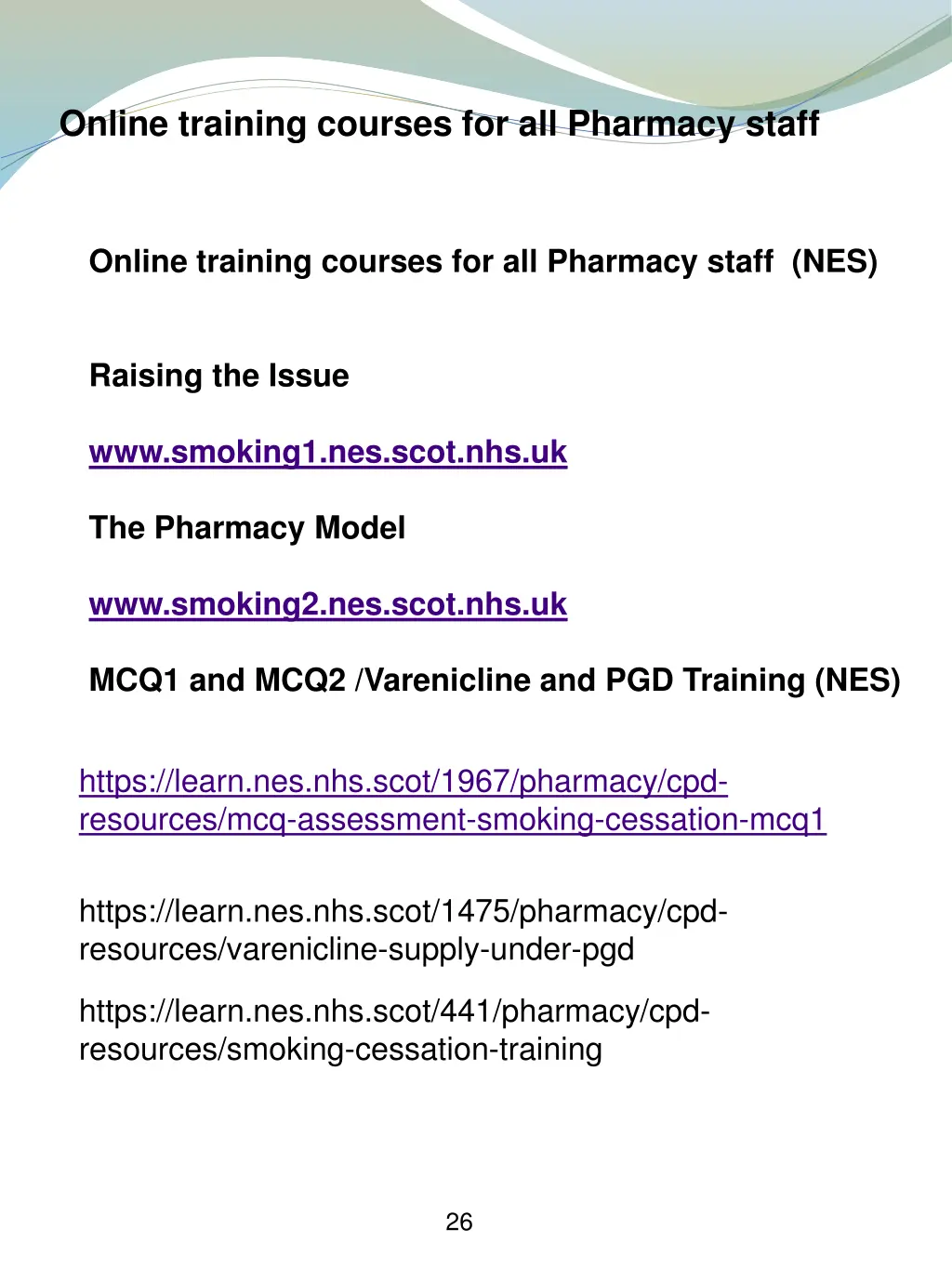 online training courses for all pharmacy staff