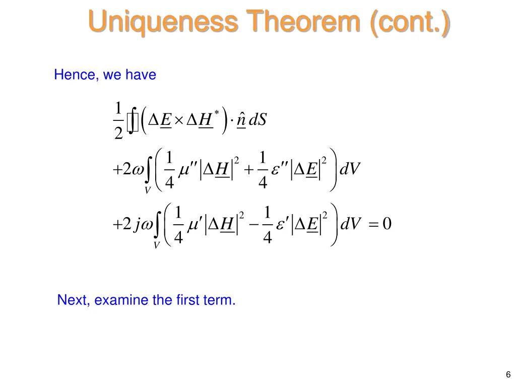 uniqueness theorem cont 3
