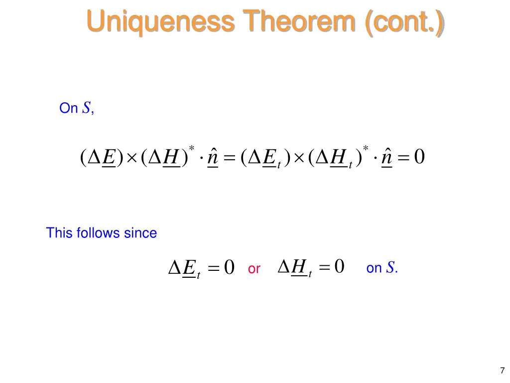 uniqueness theorem cont 4