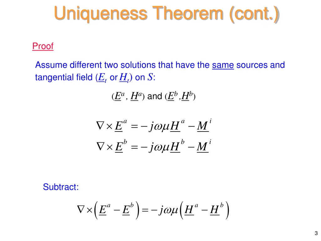 uniqueness theorem cont