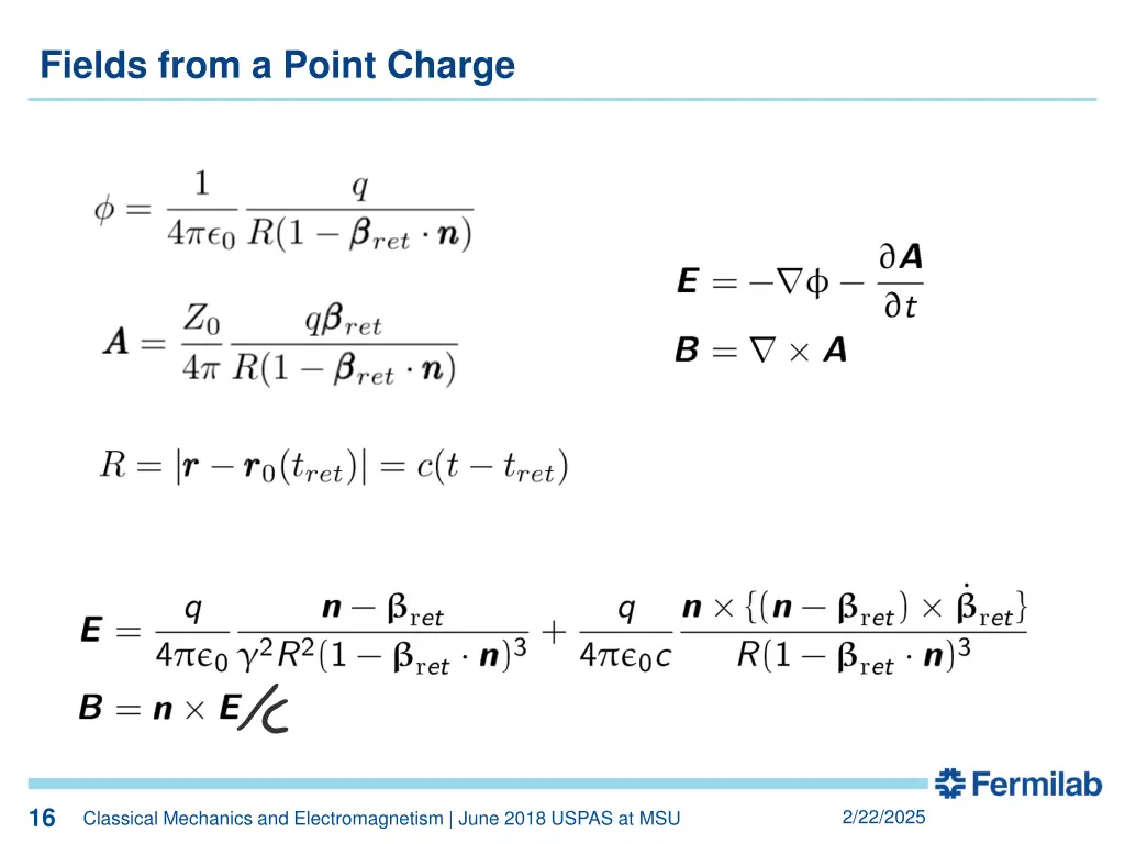 fields from a point charge