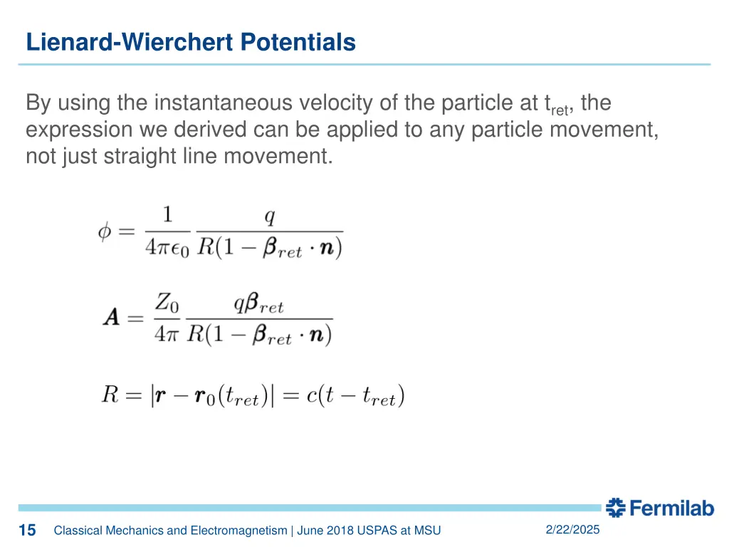 lienard wierchert potentials