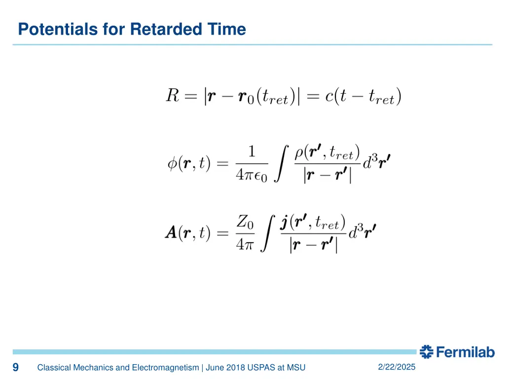 potentials for retarded time