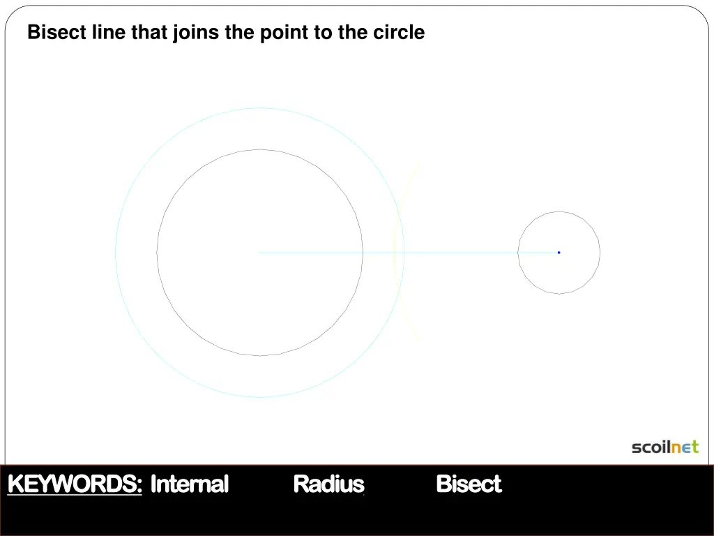 bisect line that joins the point to the circle