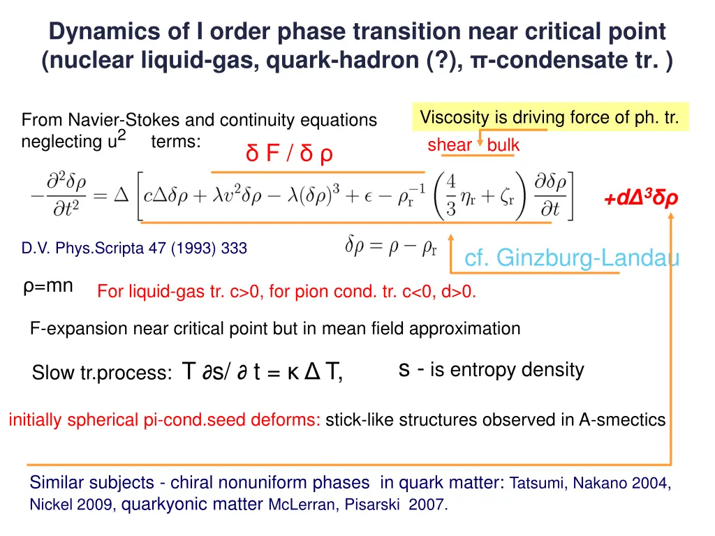 dynamics of i order phase transition near