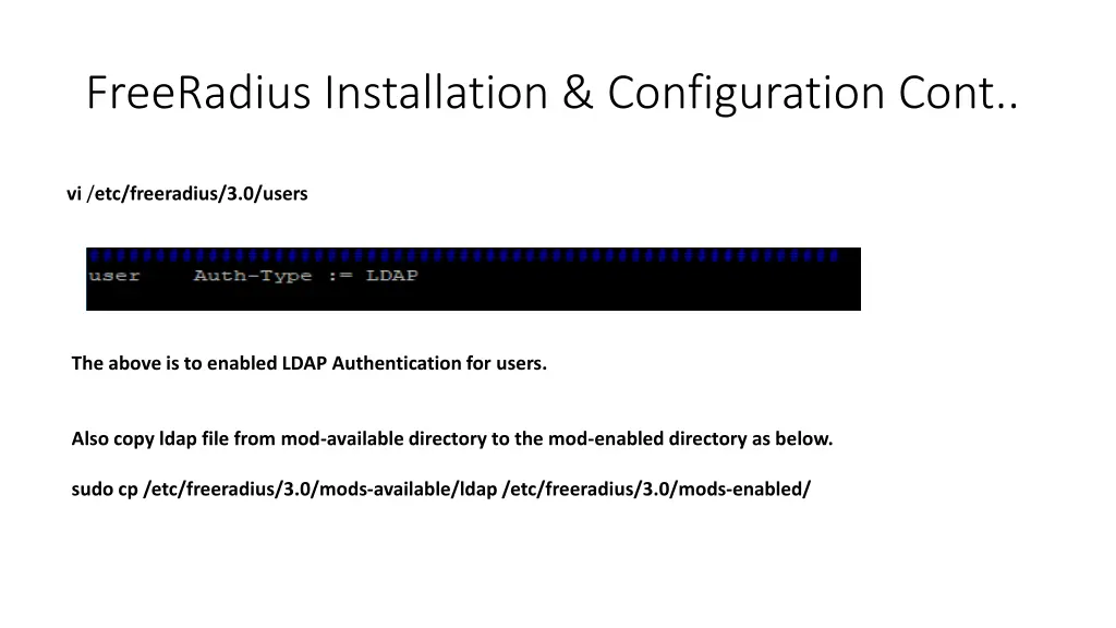 freeradius installation configuration cont 1