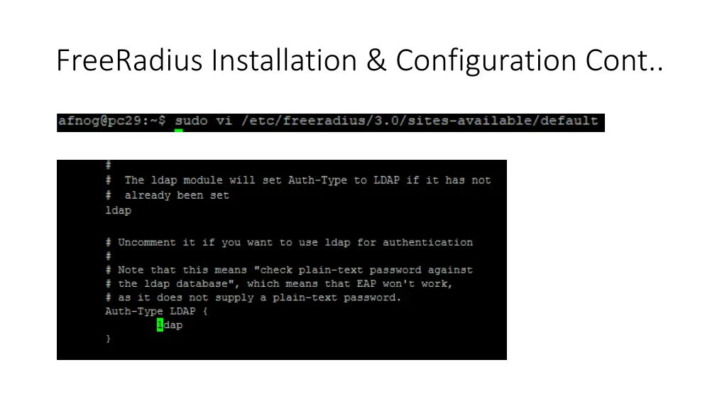 freeradius installation configuration cont