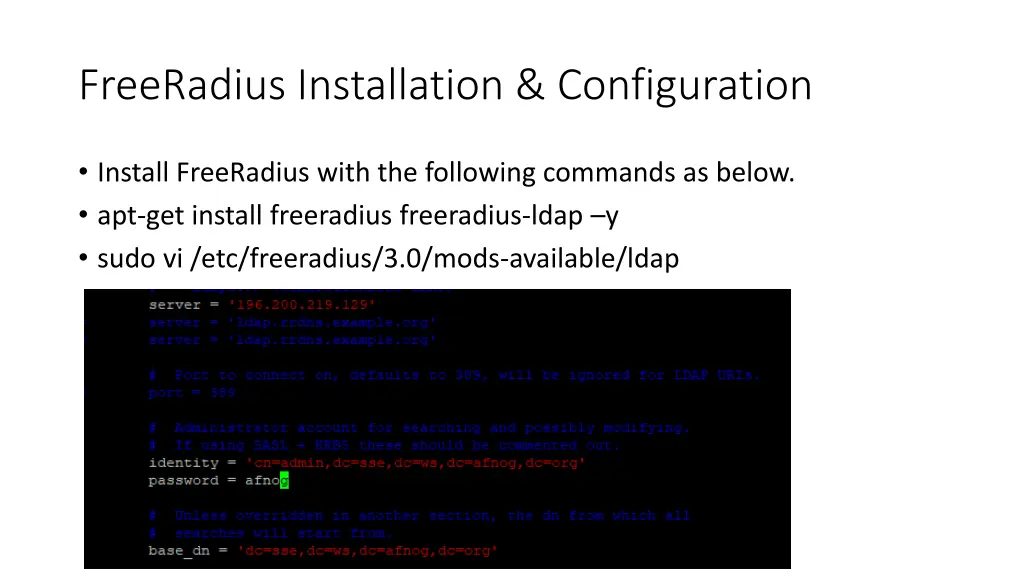 freeradius installation configuration