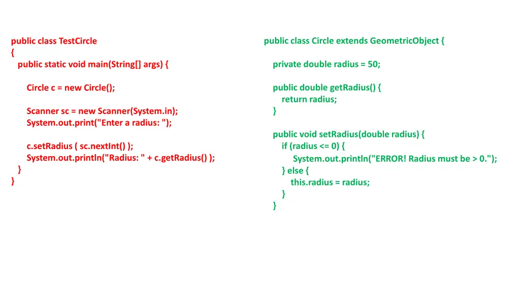 public class circle extends geometricobject