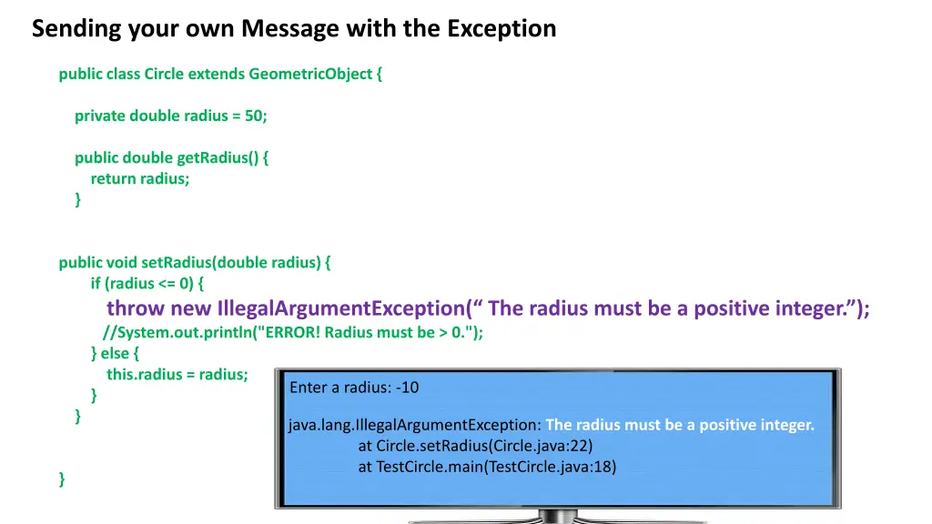 sending your own message with the exception 1