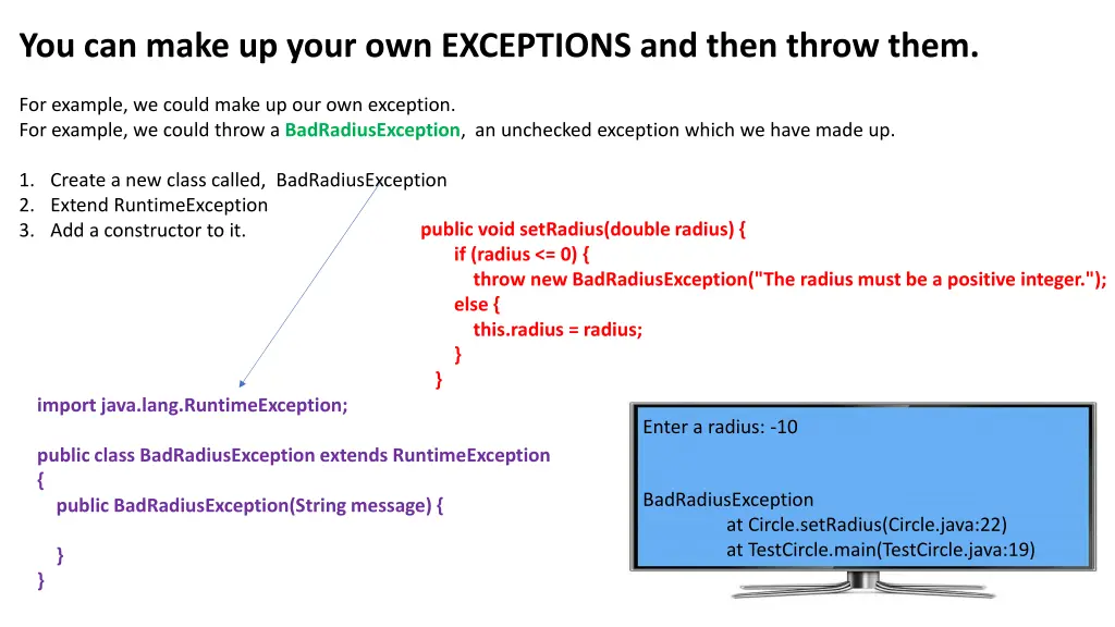you can make up your own exceptions and then