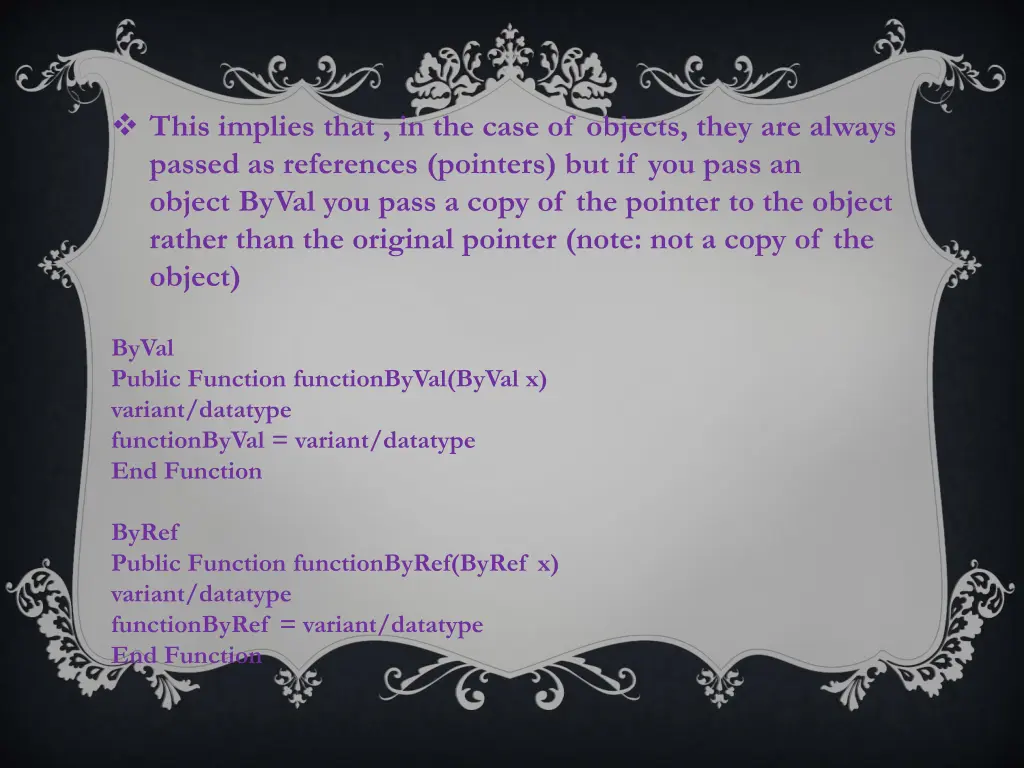 this implies that in the case of objects they