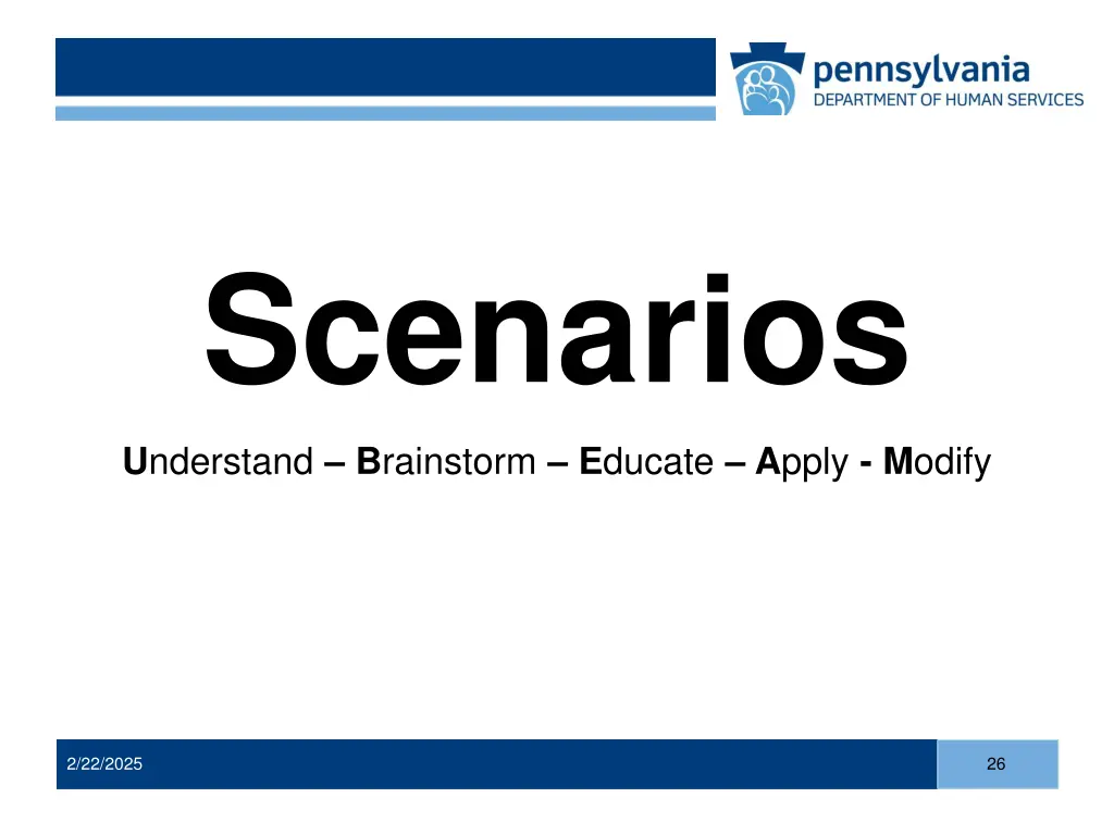 scenarios u nderstand b rainstorm e ducate a pply