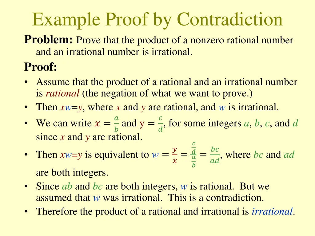 example proof by contradiction problem prove that