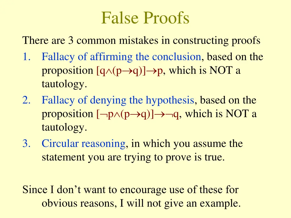 false proofs