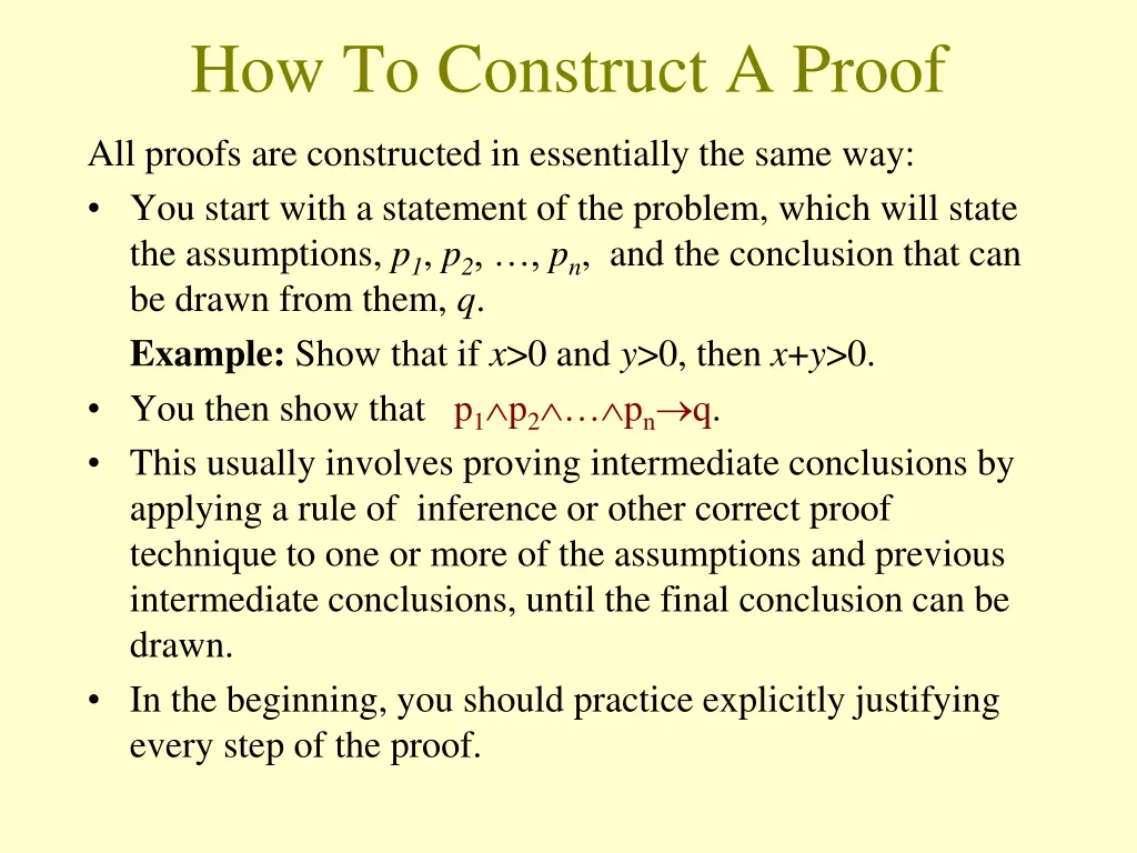 how to construct a proof