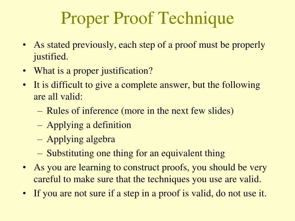 proper proof technique