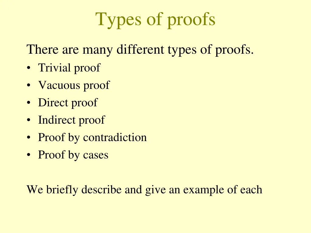 types of proofs