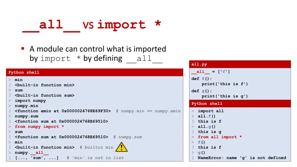 all vs vs import