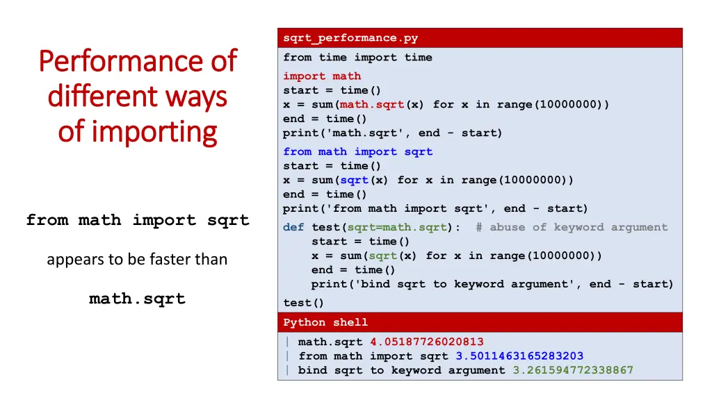 sqrt performance py