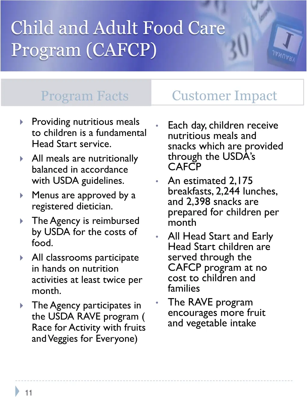 child and adult food care program cafcp