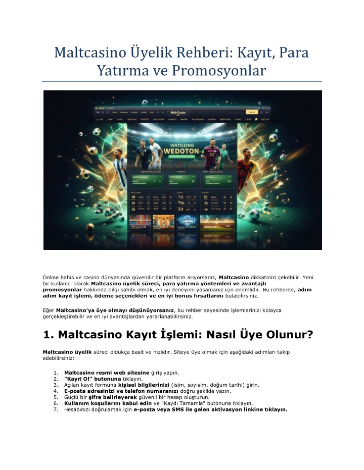 maltcasino yelik rehberi kay t para