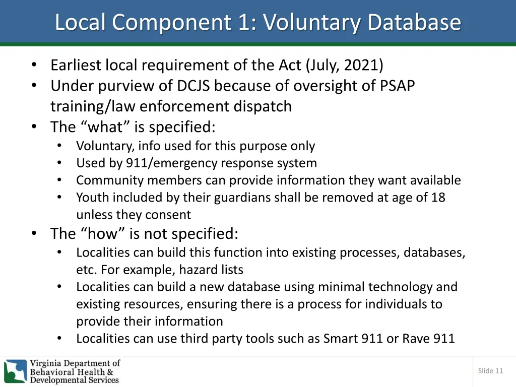 local component 1 voluntary database 1