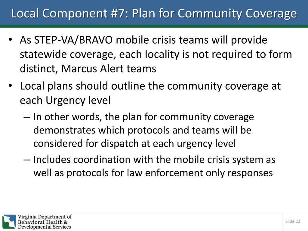 local component 7 plan for community coverage