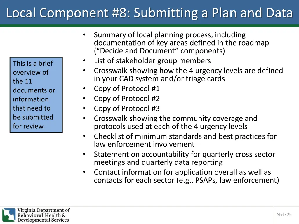 local component 8 submitting a plan and data 2