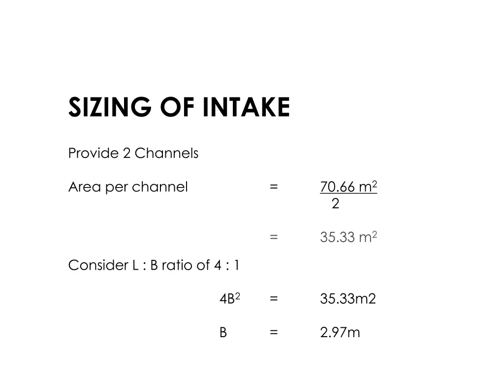 sizing of intake 1