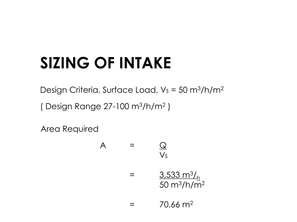 sizing of intake
